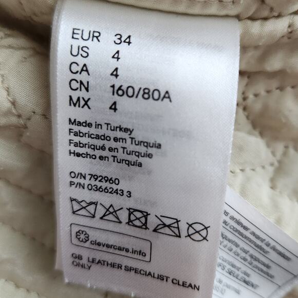 Vintage H&M S/S Studio 2016 Leather Biker Moto Jacket Womens Size 4 - Picture 9 of 12